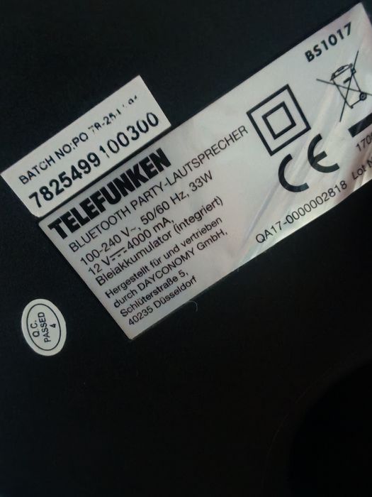 Boxă Bluetooth party  telefunken bs 1017