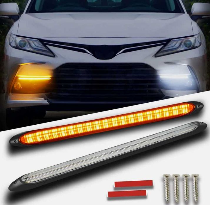 Дневни DRL LED гъвкави светлини с бягащ мигач 23.5см - 2 броя.