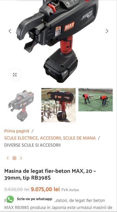 Masina de legat fier max rb 398 s