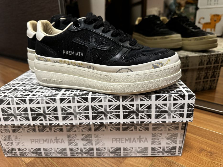 Sneakers femei Premiata micol negri din piele nr.36