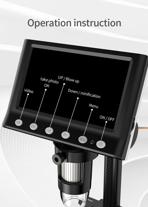 Дигитален микроскоп DM9, 50-1000X, 4.3" LCD 720P HD, 8 Led lights