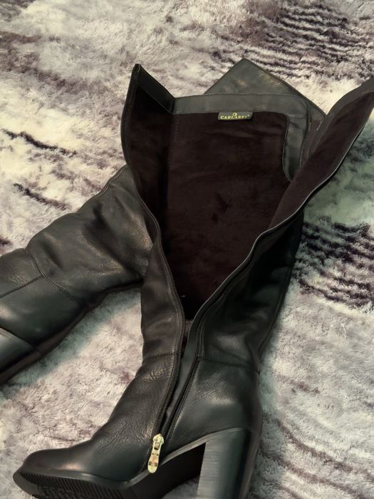 Ботфорты, кожа, мех натуральные, 38 размер, б.у, в идеальном состоянии