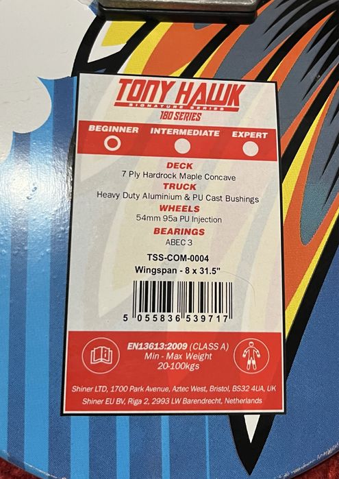 Skateboard Tony Hawk Signature series 180 Wingspan 31X8’’ utilizat