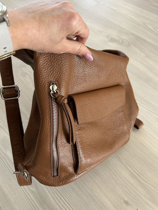 Geantă piele naturala rucsac 2 în 1