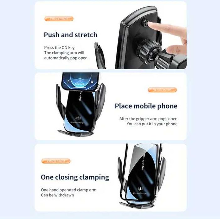 Suport telefon masina,incarcare wireless, montare pe aerisirea masinii