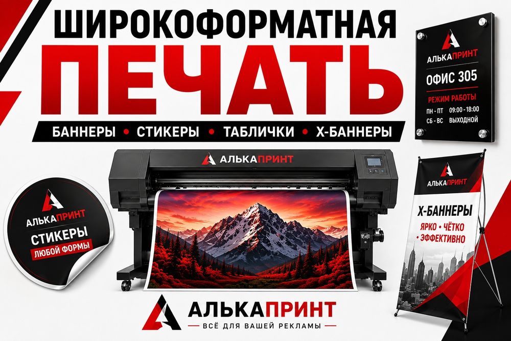 Плакаты• Стикеры • Таблички • X-баннеры, роллапы