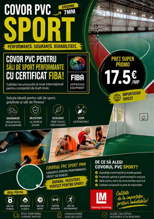 Covor PVC/Linoleum Sport – 17.5 €/mp | Importator Direct