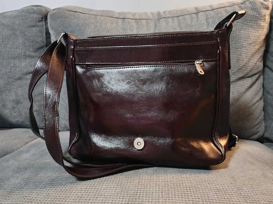 Geanta dama de umar din piele naturala vachetta crossbody coniac