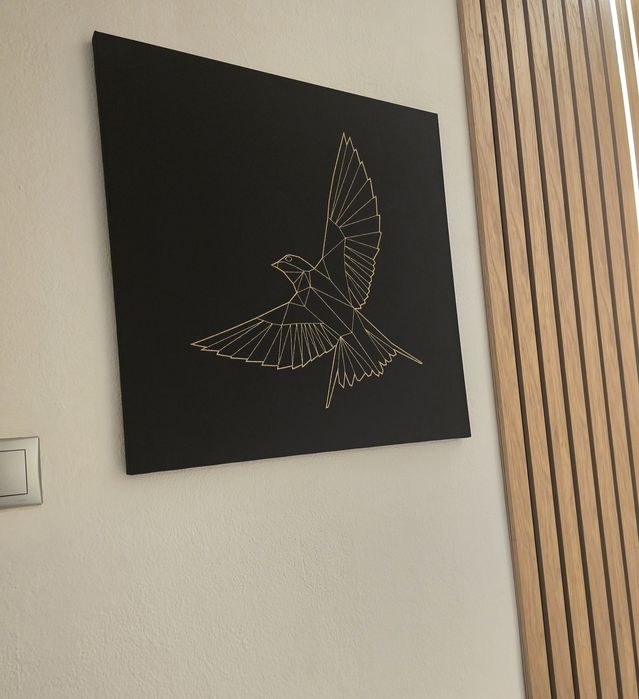 Tablou panza, 57x 57 cm, negru / auriu