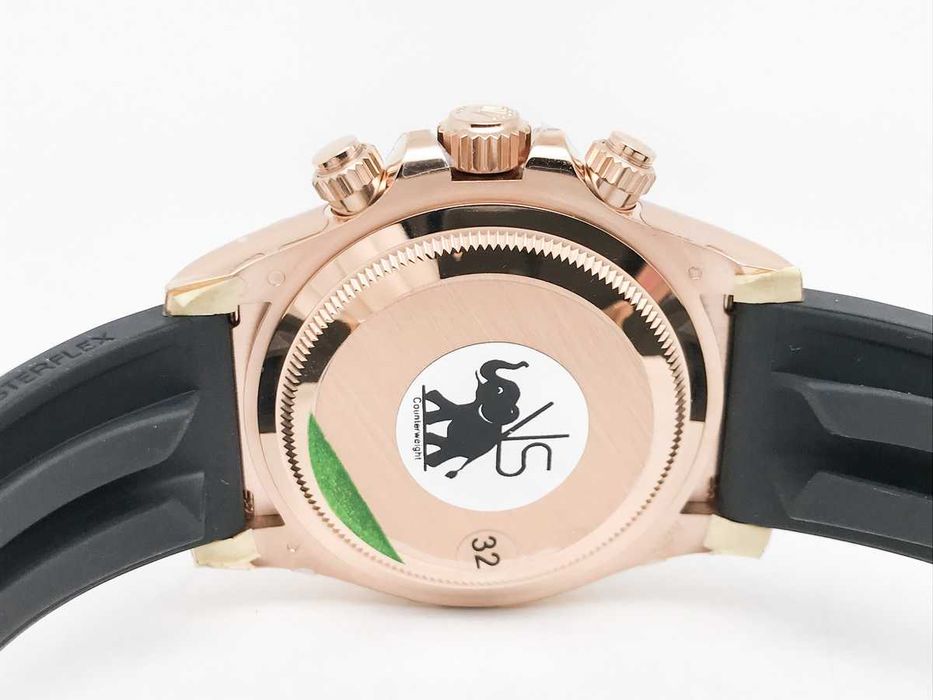 Rolex Daytona 126515 Rose Gold 40mm – Черен циферблат, керамичен безел, каучукова каишка – реални снимки