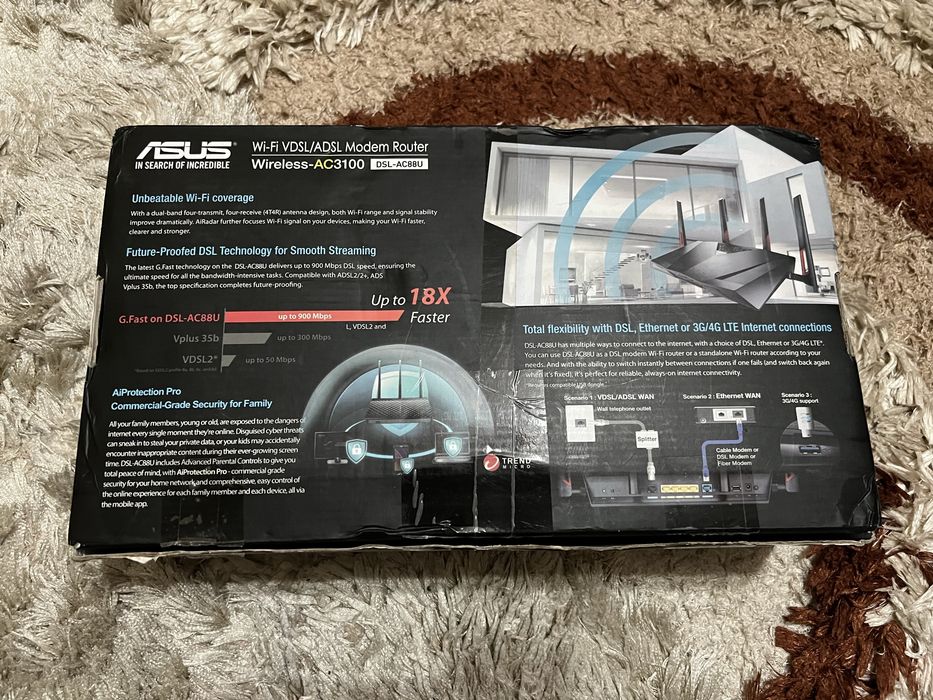 Router performant Gaming DSL Asus AC3100 / AC88U Foarte rapid și stabil
