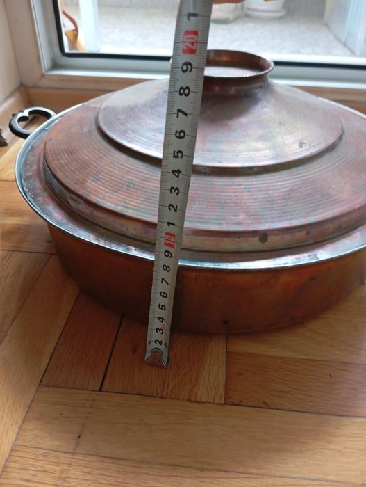 Медна тава с дръжки и похлупак