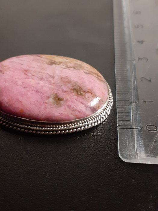 Pandantiv mare din argint cu rodonit