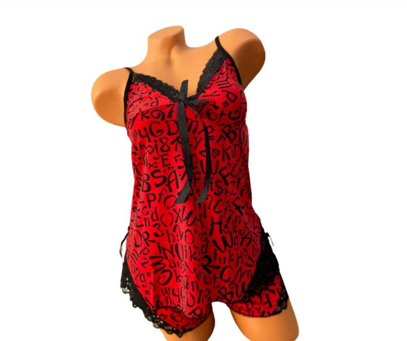 Сатенена дамска пижама, две части