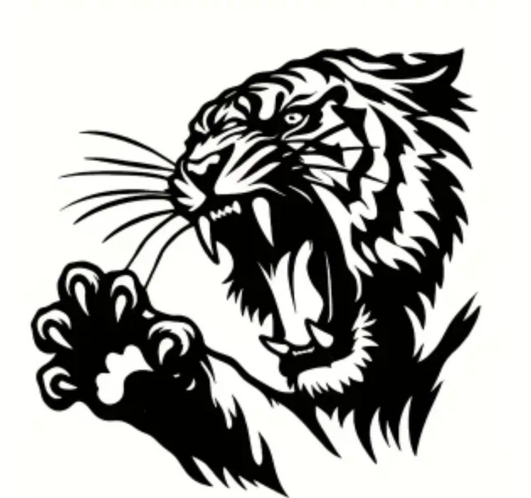 Autocolant cap de tigru și gheară