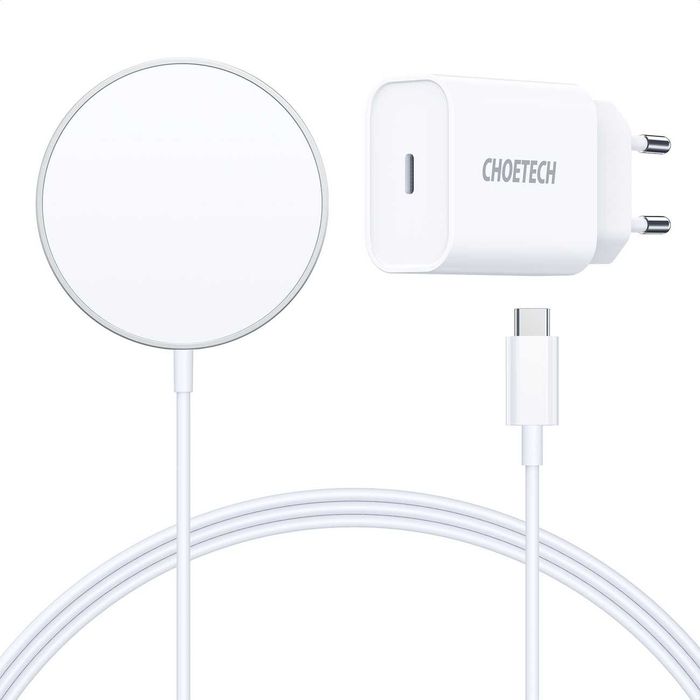 Choetech MagSafe индукционно зарядно + PD5005 adapter white