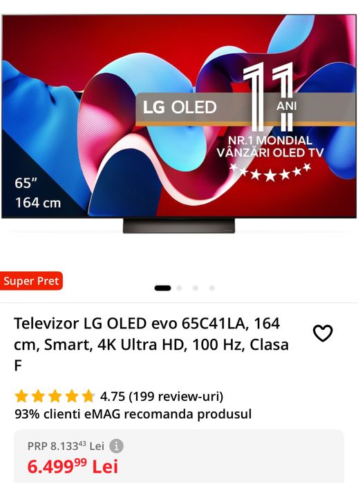 Vând smart Tv 65c41la oled pret fixxx