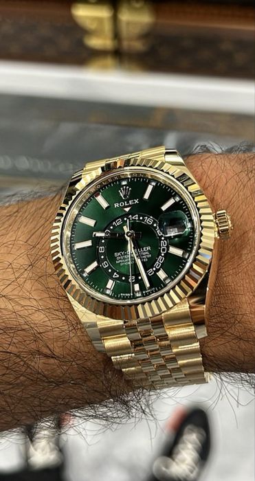 Rolex Sky-Dweller Jubilee Green Money Dial Gold 18k