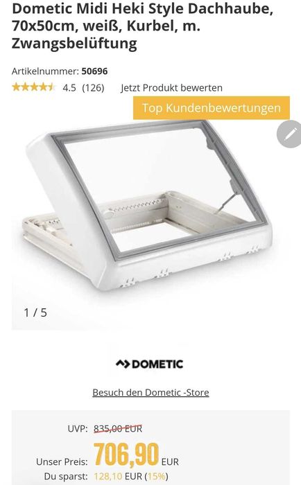 Dometic Midi Heki 50x70,  trapa cu manivela    , import Germania