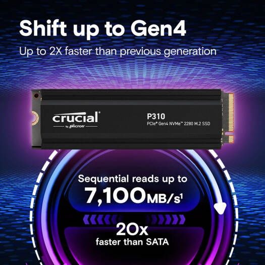 Crucial p310 1Tb 7100mb/s with Heatsink Ssd nvme m2
