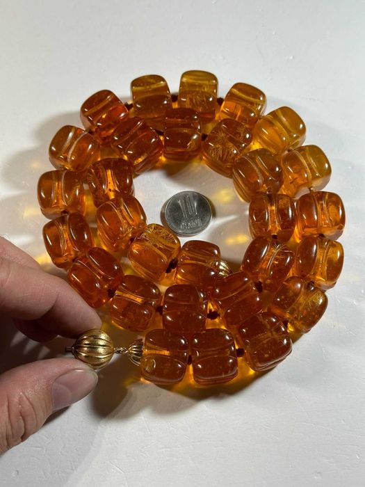 COLIER CHIHLIMBAR Natural + AUR 18K (5g.) - AMBRA - Sculptat - Vintage