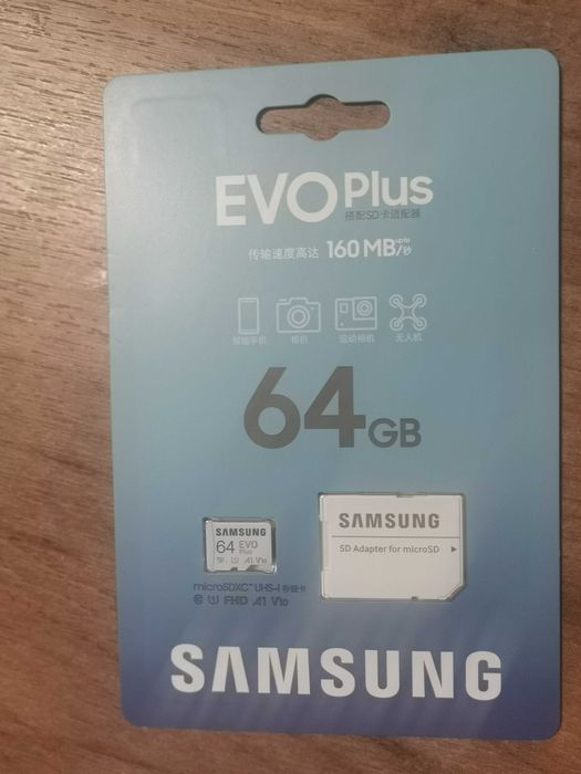 Samsung EVO Plus 64GB microSD карта + SD адаптер