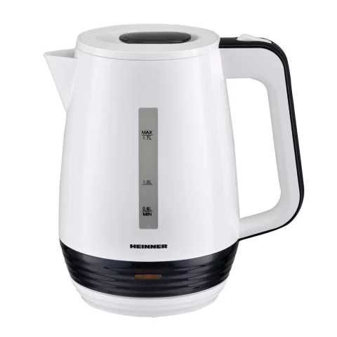 Fierbator Heinner HEK-17WH, 1.7 L, element incalzire inox, oprire automata, plastic, Negru/Alb
