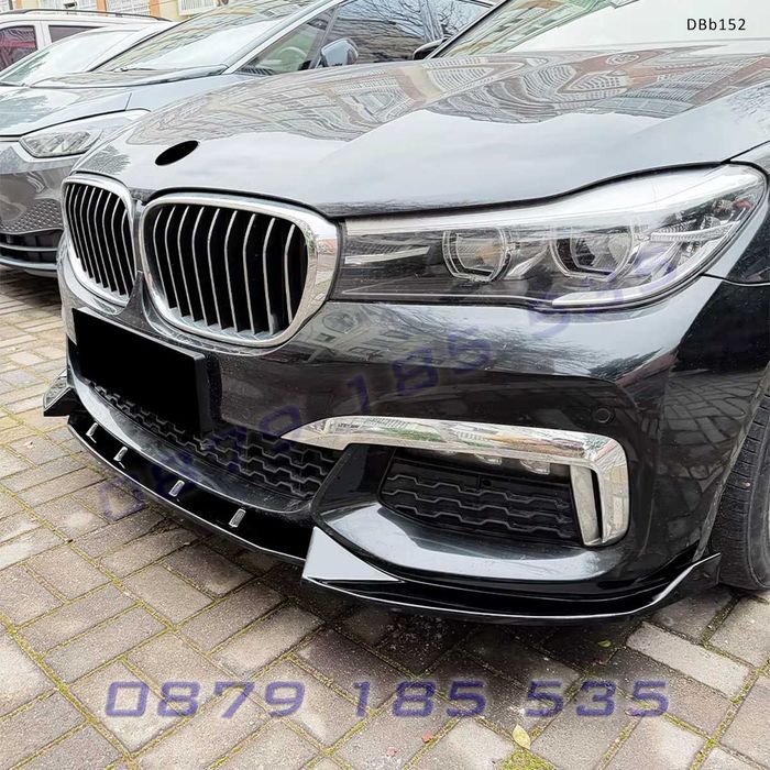 Лип спойлер за предна броня BMW 7 G11 G12 M Sport Pre-Facelift 2016-2018, черен гланц - DBb152 тунинг добавка лип бмв г11 г12