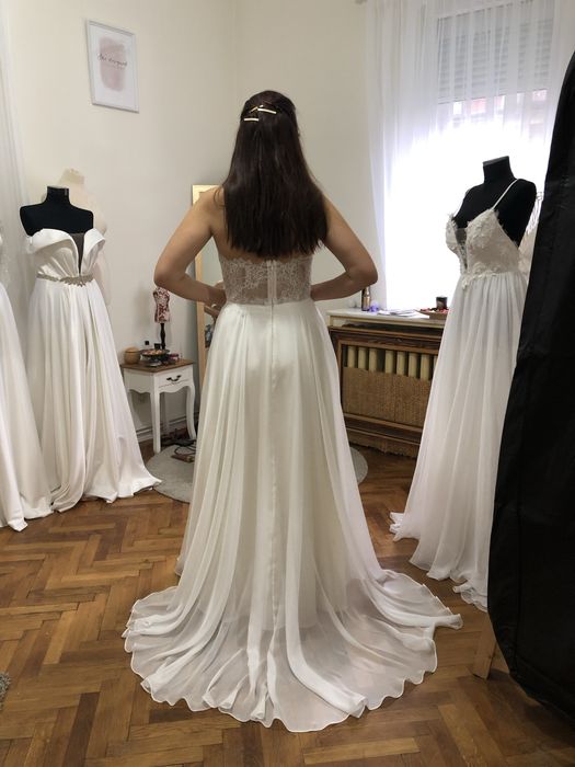 Rochie de mireasa, ivoire, matase, L