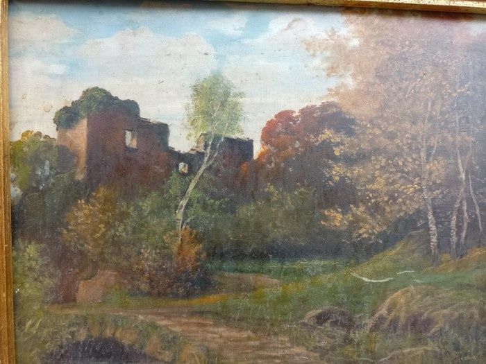 Ulei pe lemn "Peisaj rural