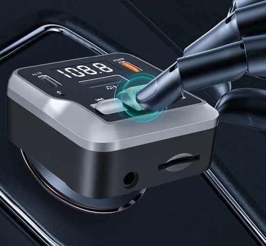 Bluetooth FM трансмитер за кола 6в1 с type C зарядно
