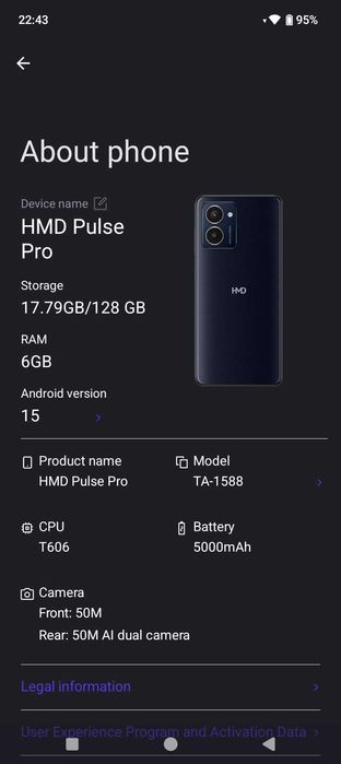 HMD (Nokia) Pulse Pro Black Ocean 128 GB 6+6 GB RAM