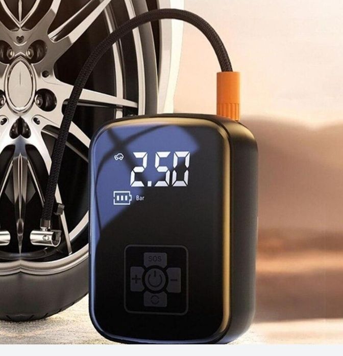 Беспроводной компрессор насос для автомобиля, Powerbank и фонарь