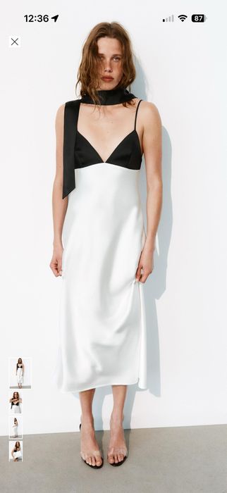 Дълга бяло с черно рокля Zara
