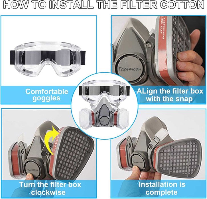 Masca de protectie pentru vopsea/praf, etc + 10 filtre
