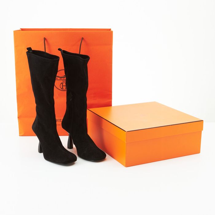 Hermès black suede boots  , ботуши