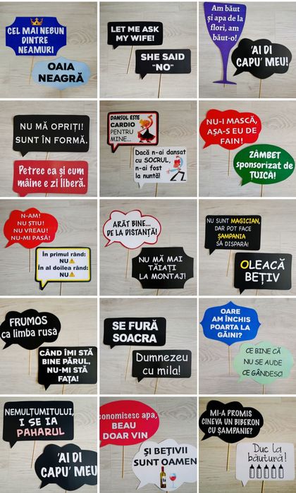 Propsuri pancarte amuzante recuzită foto nuntă