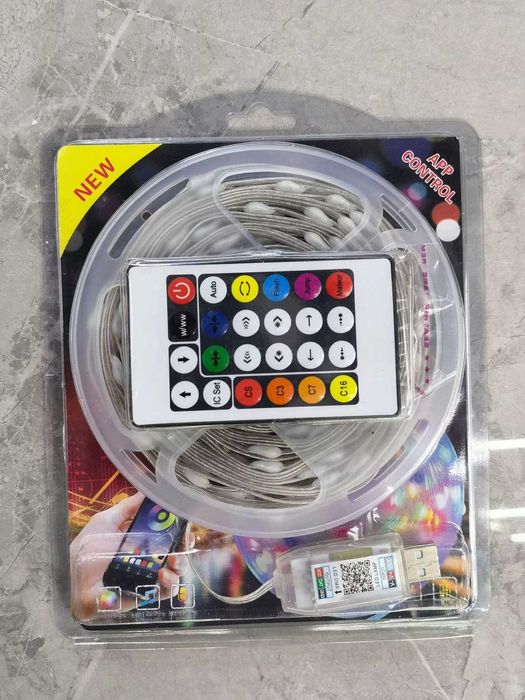Коледни Лампички, Декоративна LED лента с ДУ, bluetooth, 10 метра