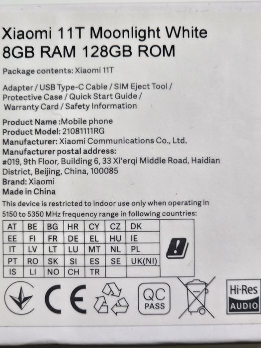 Xiaomi 11T  128GB 8GB RAM 5G