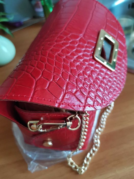 Poșetă de Lux - Elegantă Superbă din Piele Naturală Croco Lăcuită , Made in Italy * NOU*