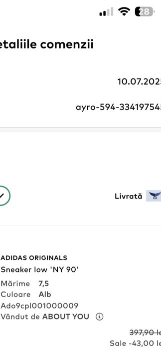 Adidas Originals Sneakers Low White – mărime 41,5 – purtați de 2 ori