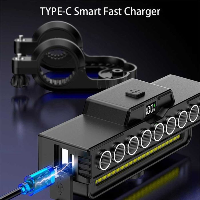 Ултра ярка 9 LED + 21 SMD светлина за велосипед, Фар, Клаксон, Батерия