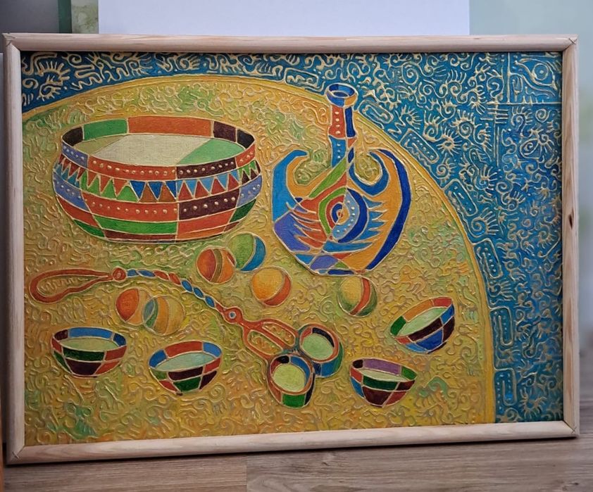 Картина Дастархан художник Ануар Игембаев