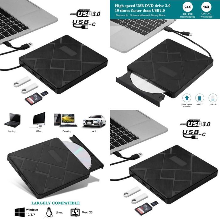 Оптический привод DVD/CD USB Type-C Windows дисковод