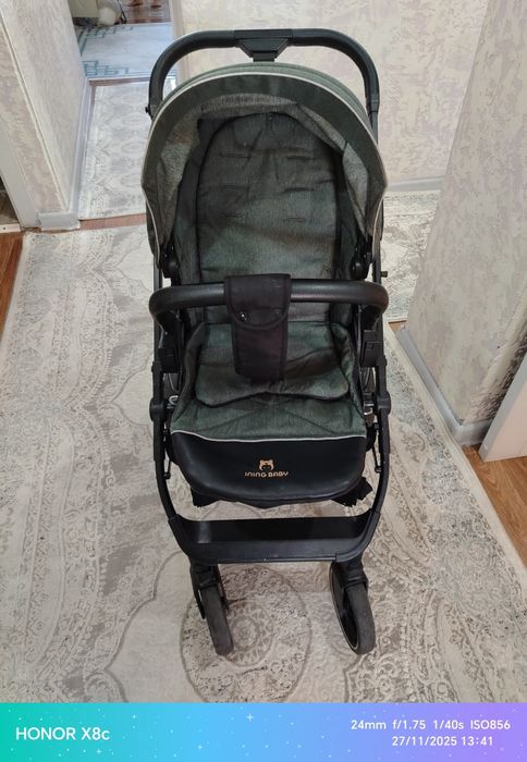 Коляска детская серо зеленая