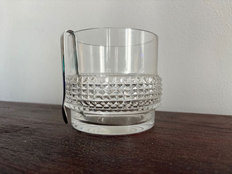recipient bar frapieră Art Deco Peill & Putzler din cristal cu clește