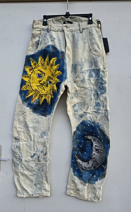 Djofra нови дамски дънки бойфренд ръчно рисувани 30 номер /Л раз