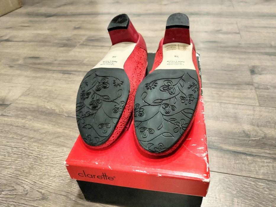 Pantofi rosii dama | piele | toc 3 cm | marime 38