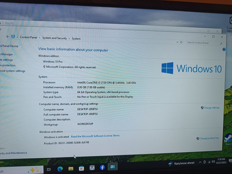 Unitate PC i3 | 8GB RAM | SSD + HDD | Windows 10 Pro | Tastatură inclu