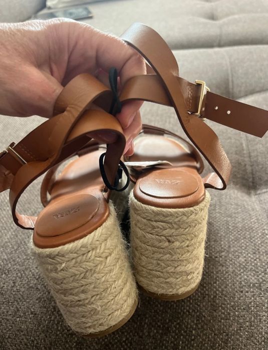 ZARA нови кожени сандали с платформа + PERLATO кожени сандали